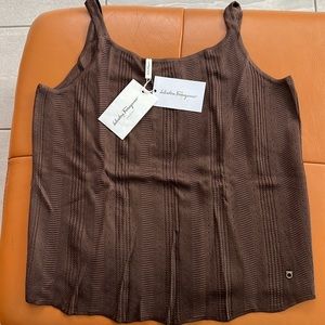 Brand New Salvatore Ferragamo brown knitted tank